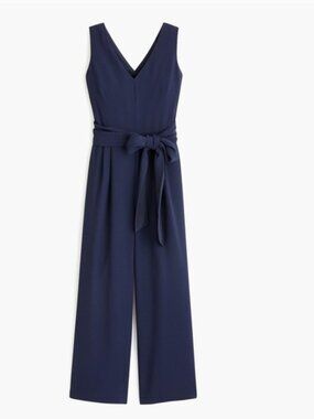 J. Crew 365 Crepe Wrap Tie V-Neck Wide‎ Leg Jumpsuit Navy 00